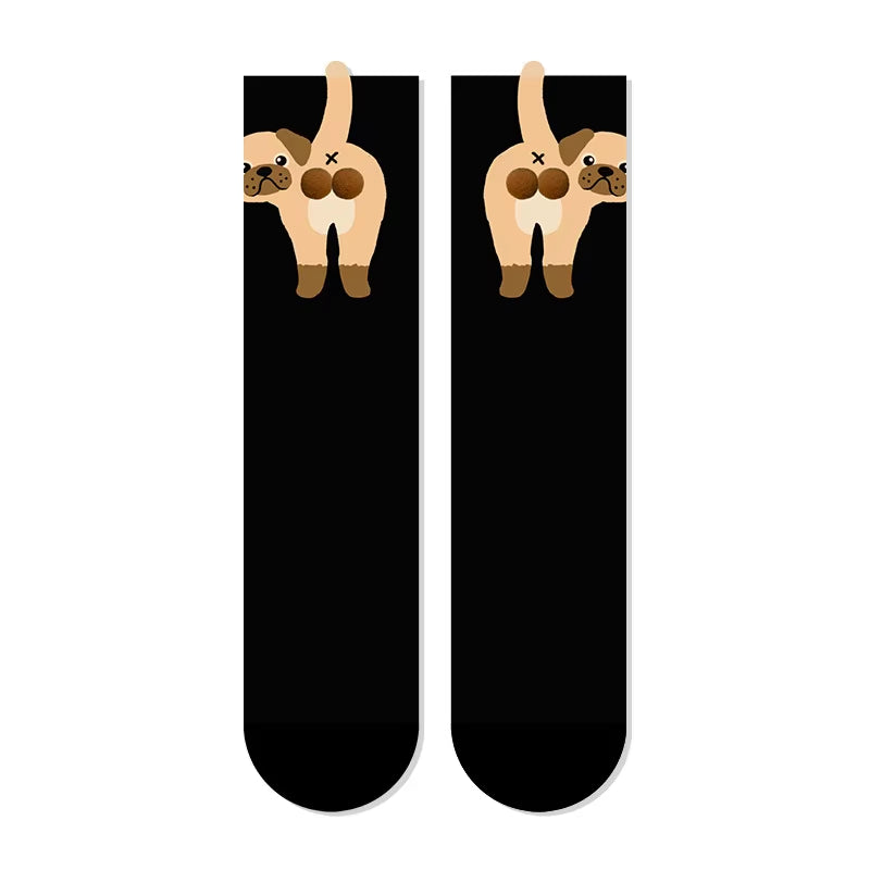 16 Style Funny 3D Cat Dog Animal Print Mid-Tube Socks Cotton Harajuku Floor Sock Casual Soft Cats Egg Hosiery for Couple Gifts