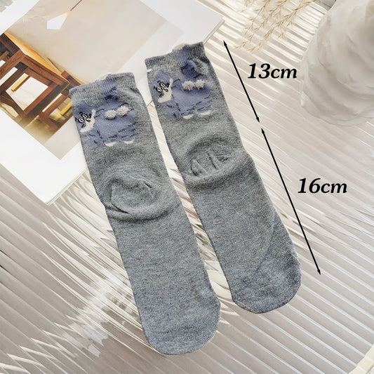 16 Style Funny 3D Cat Dog Animal Print Mid-Tube Socks Cotton Harajuku Floor Sock Casual Soft Cats Egg Hosiery for Couple Gifts