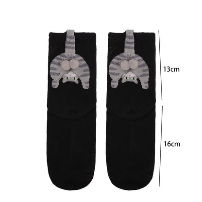 16 Style Funny 3D Cat Dog Animal Print Mid-Tube Socks Cotton Harajuku Floor Sock Casual Soft Cats Egg Hosiery for Couple Gifts