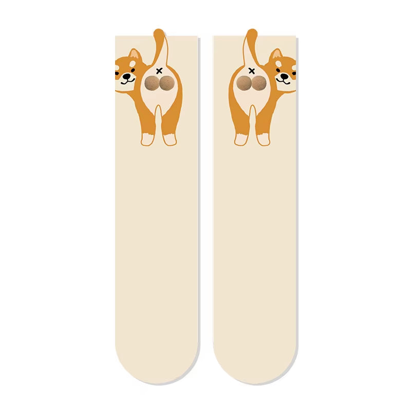 16 Style Funny 3D Cat Dog Animal Print Mid-Tube Socks Cotton Harajuku Floor Sock Casual Soft Cats Egg Hosiery for Couple Gifts